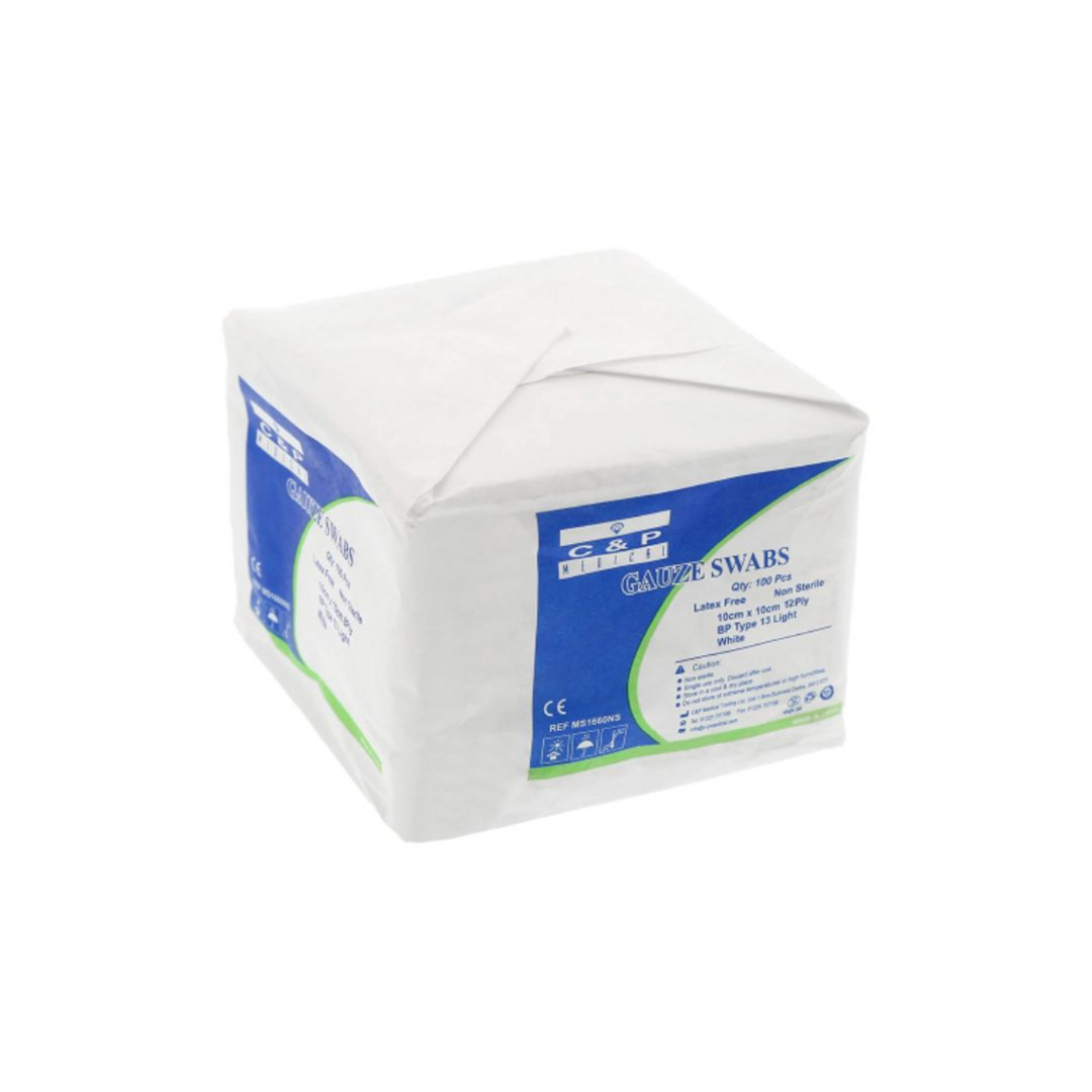 Gauze Swabs 10 × 10 cm, 12-Ply (Rough) – High Absorbency