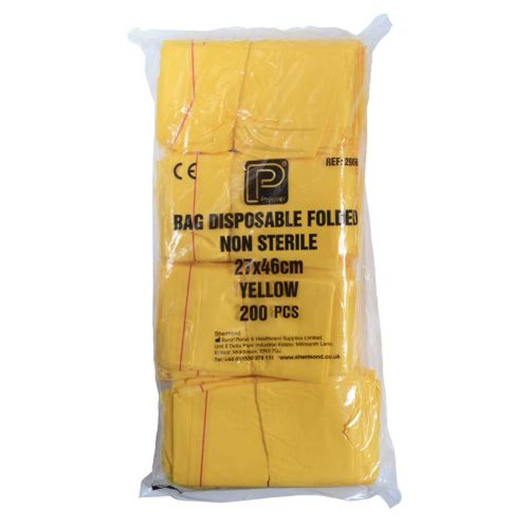 Premier Yellow Disposable Poly Bag with Adhesive Tape – Clinical Waste