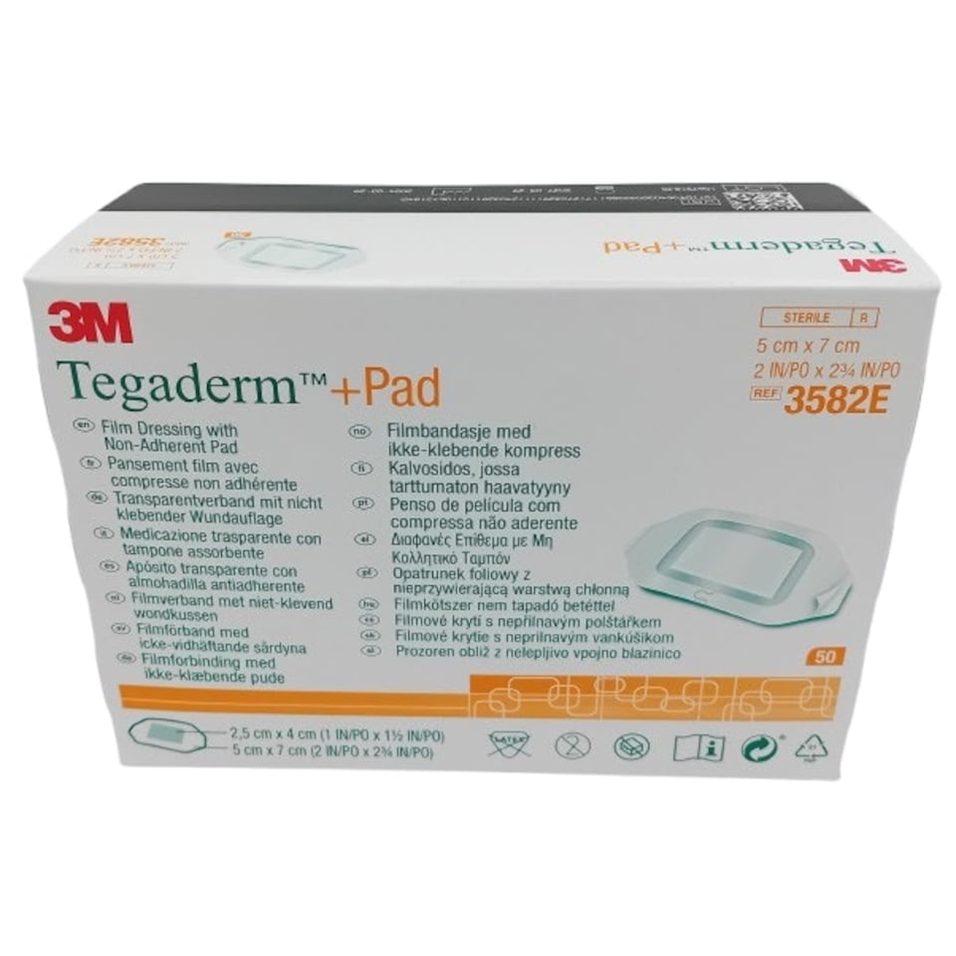 3M Tegaderm +Pad Film Dressing 5 × 7 cm box of 50