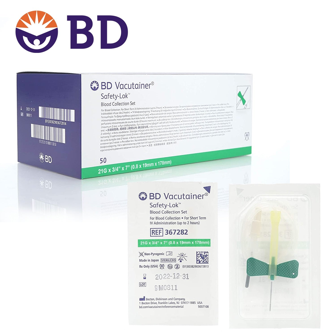 BD Vacutainer Safety-Lok 21G 178 mm tubing with pre-attached holder pack of 25