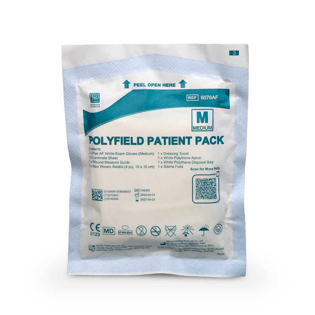 Polyfield sterile dressing pack with nitrile gloves